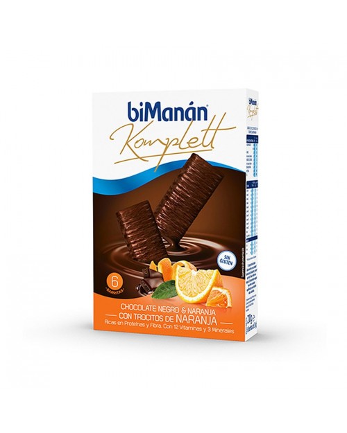 Bimanán Komplett 6 Barritas Chocolate Negro &amp; Naranja Con Trocitos De Naranja